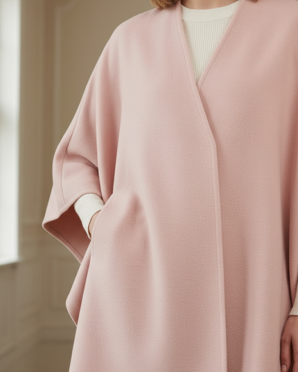 Cape Damen Rosa: ärmelloser Umhang aus Wollmischung - Ansicht 4