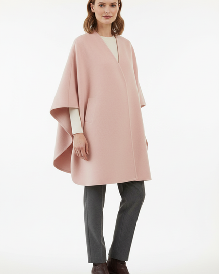 Cape Damen Rosa: ärmelloser Umhang aus Wollmischung - Ansicht 5