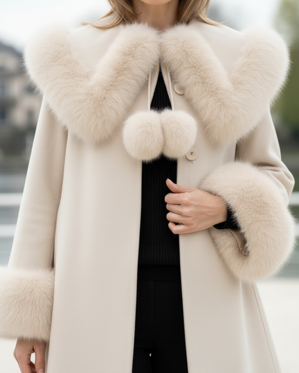 heller mantel damen: Kurzmantel in Creme mit Besatz - Ansicht 4