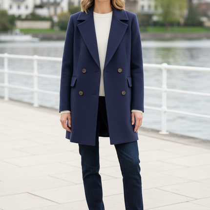kurzer zweireihiger mantel blau | Kurzmantel Damen - Ansicht 1