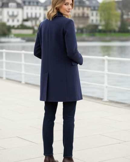 kurzer zweireihiger mantel blau | Kurzmantel Damen - Ansicht 2