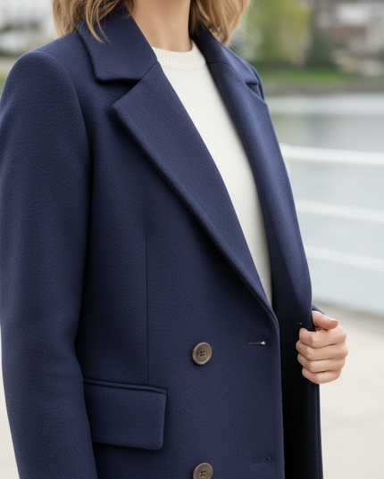 kurzer zweireihiger mantel blau | Kurzmantel Damen - Ansicht 4