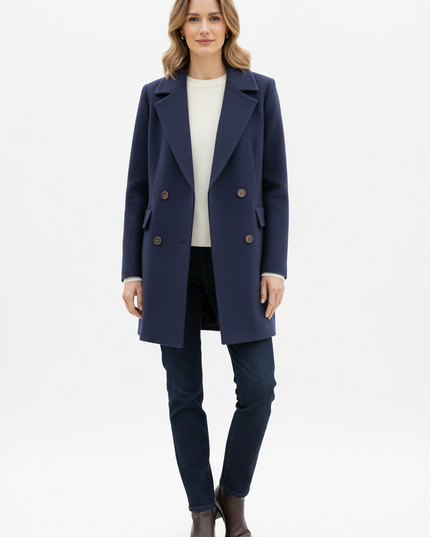 kurzer zweireihiger mantel blau | Kurzmantel Damen - Ansicht 5