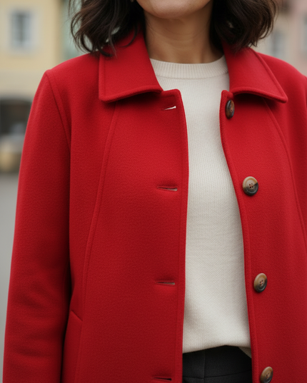 Kurzmantel mit Hemdkragen rot, hüftlang für Damen - Ansicht 4