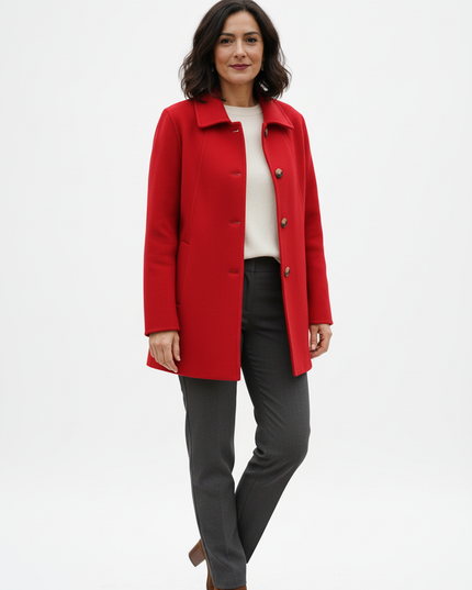 Kurzmantel mit Hemdkragen rot, hüftlang für Damen - Ansicht 5
