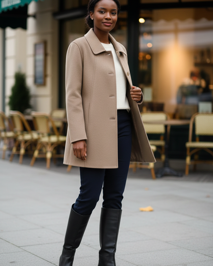 Kurzmantel mit Hemdkragen Taupe für Damen - Ansicht 1