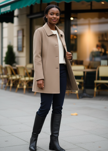 Kurzmantel mit Hemdkragen Taupe für Damen - Ansicht 1
