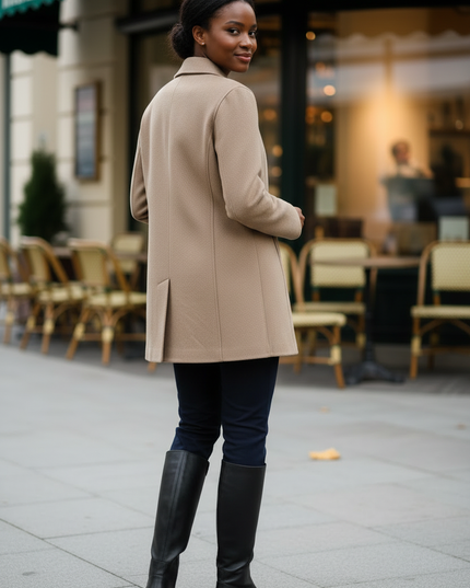 Kurzmantel mit Hemdkragen Taupe für Damen - Ansicht 2