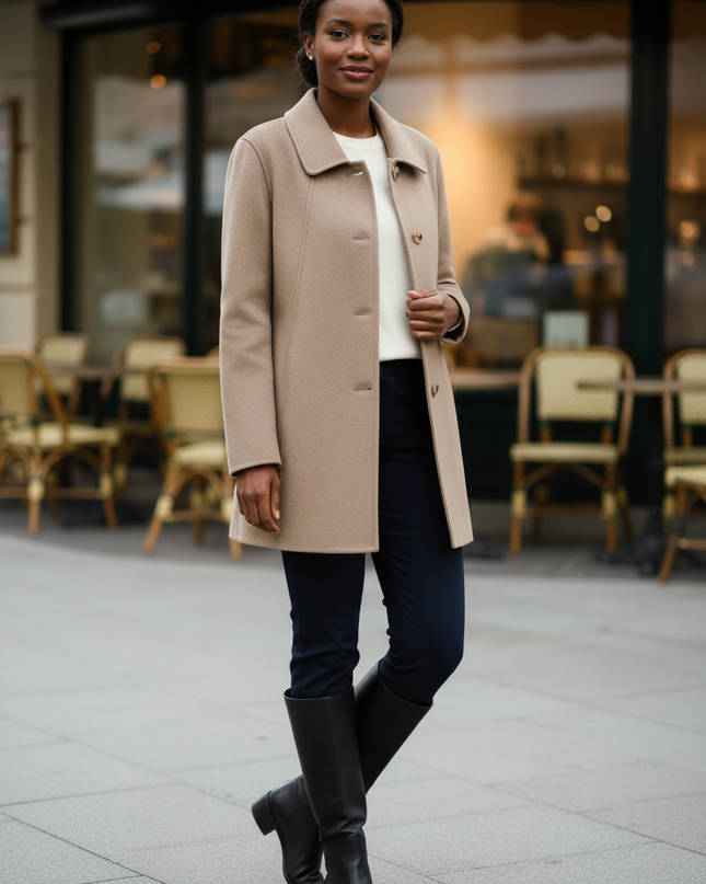 Kurzmantel mit Hemdkragen Taupe für Damen - Ansicht 3