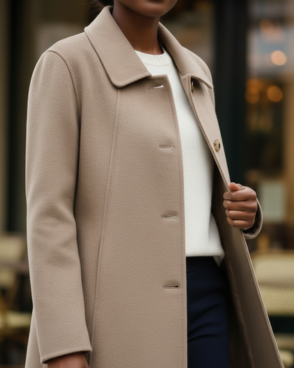 Kurzmantel mit Hemdkragen Taupe für Damen - Ansicht 4