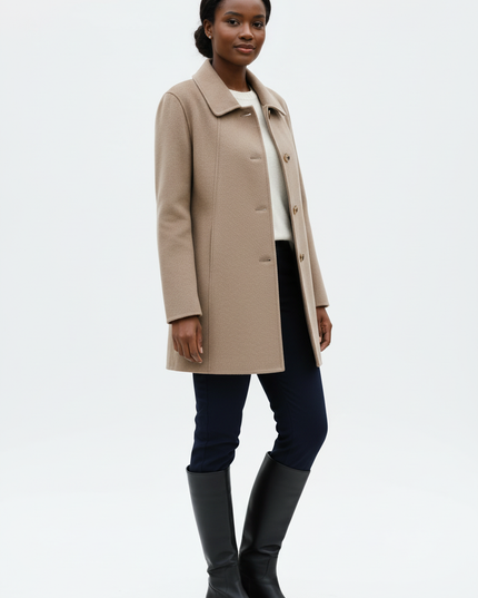 Kurzmantel mit Hemdkragen Taupe für Damen - Ansicht 5
