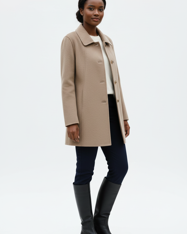 Kurzmantel mit Hemdkragen Taupe für Damen - Ansicht 5