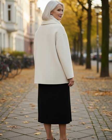 kurzmantel mit schal creme für Damen - Ansicht 2