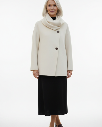 kurzmantel mit schal creme für Damen - Ansicht 5