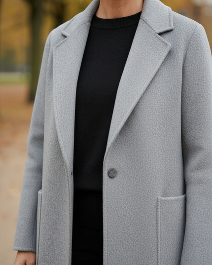 mantel grau damen lang | Kaschmir, Reverskragen - Ansicht 4