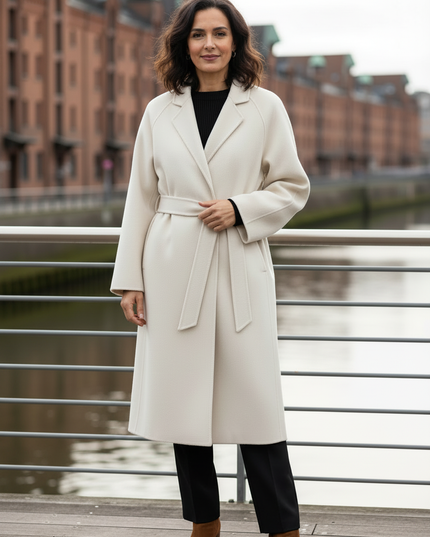 oversize wollmantel creme aus reiner Wolle, wadenlang - Ansicht 3
