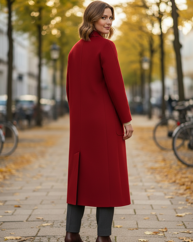 Roter langer Mantel | Kaschmir, Reverskragen - Ansicht 2