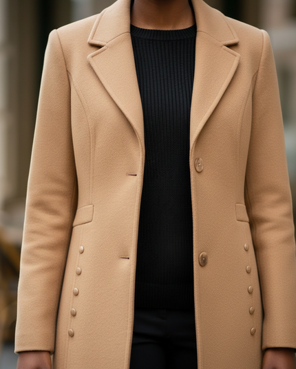 taillierter kurzmantel camel für Damen, Baumwolle - Ansicht 4