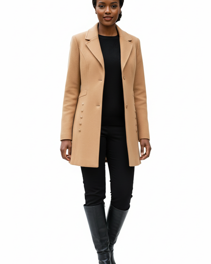 taillierter kurzmantel camel für Damen, Baumwolle - Ansicht 5