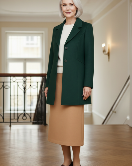 Taillierter Kurzmantel Grün für Damen - Ansicht 3