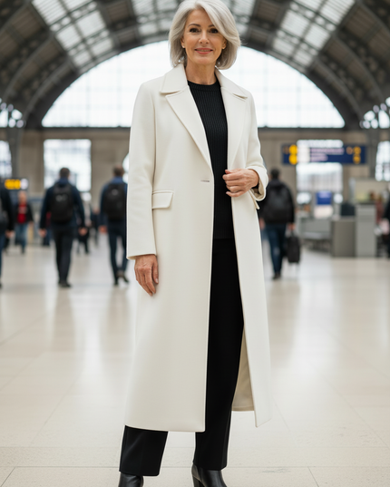 Weißer Trenchcoat Damen: knöchellang mit Reverskragen - Ansicht 3