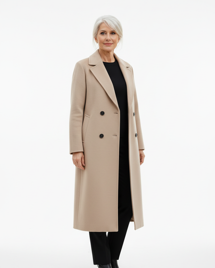 Wollmantel beige lang: Sandbeige, Wolle und Kaschmir - Ansicht 5
