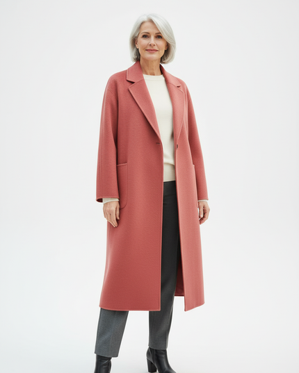Wollmantel Damen Oversize aus 100% Wolle, himbeerrot - Ansicht 5
