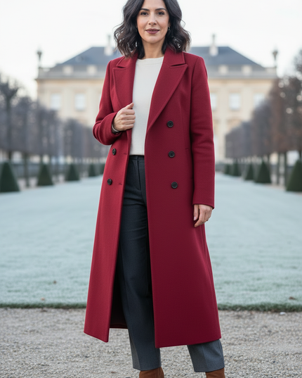 zweireihiger mantel lang rot | Damen Wintermantel - Ansicht 3