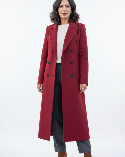 zweireihiger mantel lang rot | Damen Wintermantel - Ansicht 5