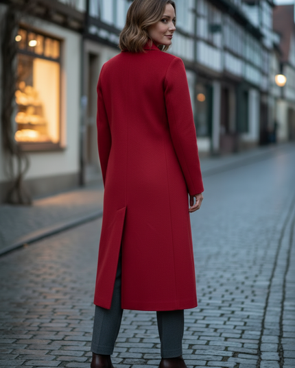 Zweireihiger Wollmantel rot | lang, Kaschmir-Wolle - Ansicht 2