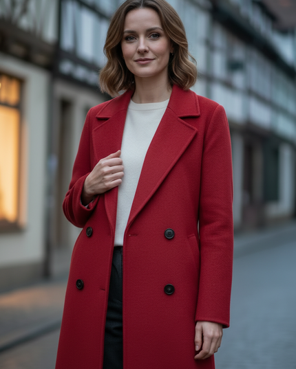 Zweireihiger Wollmantel rot | lang, Kaschmir-Wolle - Ansicht 4